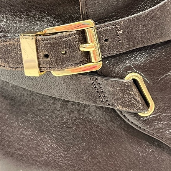 Michael Kors Arley Moto Brown Leather Ankle Boots 7 - Picture 7 of 15